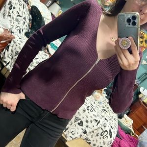Divided Plum zip up sparkly mid-ride top. Size Medium